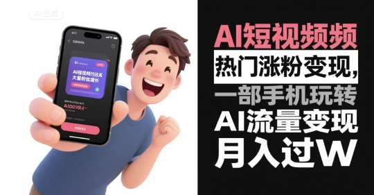 AI短视频热门涨粉变现,一部手机玩转AI流量变现,月入过W-吾爱网创