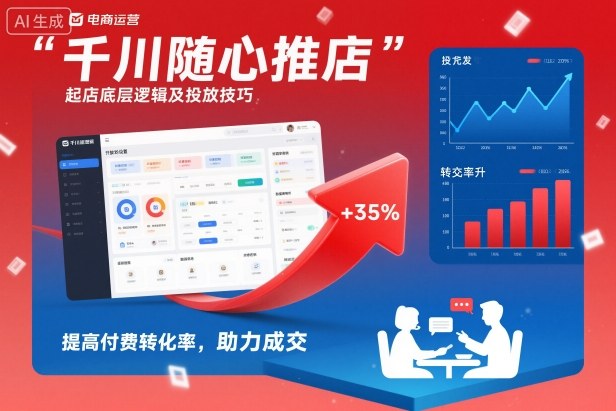 千川随心推起店底层逻辑及投放技巧，提高付费转化率，助力成交-吾爱网创