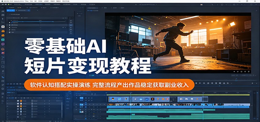 零基础AI短片变现教程:软件认知搭配实操演练,完整流程产出作品稳定获取副业收入-吾爱网创