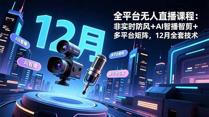 （16754期）全平台无人直播课程：非实时防风＋AI智播智剪＋多平台矩阵，12月全套技术-吾爱网创