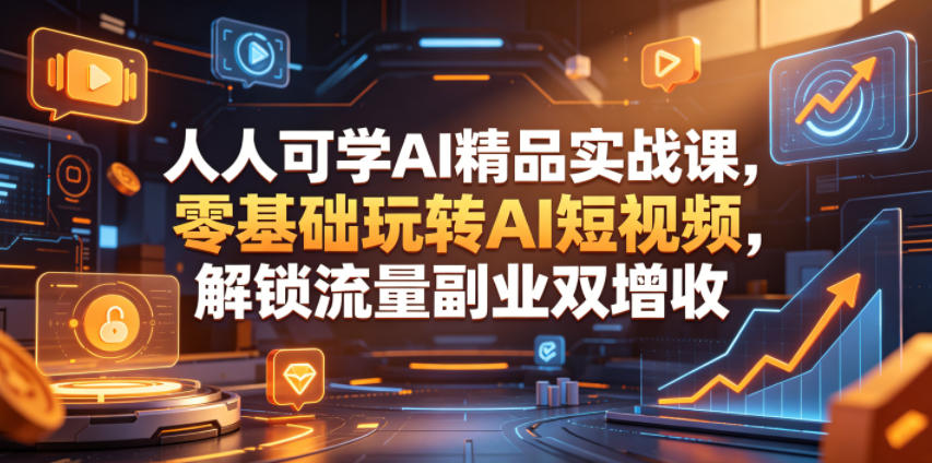 人人可学AI精品实战课,零基础玩转AI短视频,解锁流量副业双增收-吾爱网创