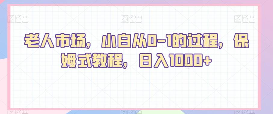 老人市场，小白从0-1的过程，保姆式教程，日入1000+-吾爱网创