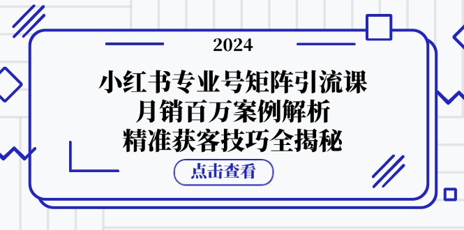 小红书专业号矩阵引流课，月销百万案例解析，精准获客技巧全揭秘-吾爱网创