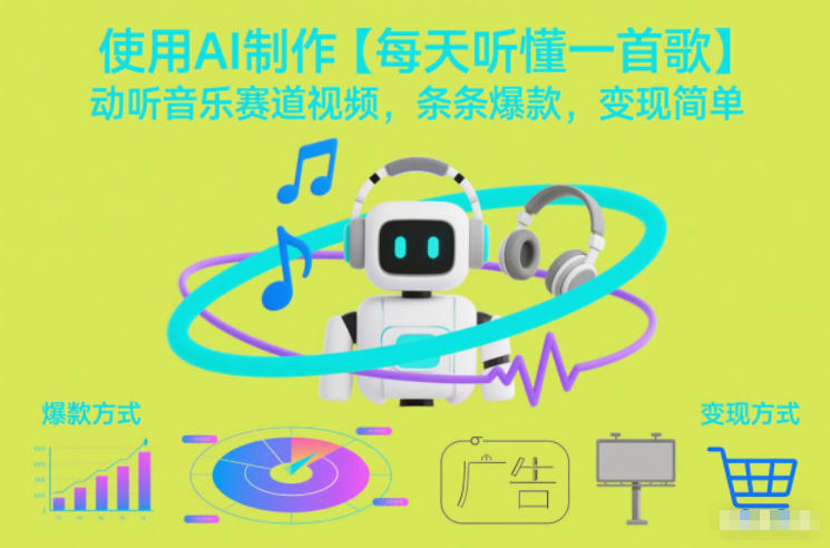 使用AI制作【每天听懂一首歌】动听音乐赛道视频,条条爆款,变现简单-吾爱网创