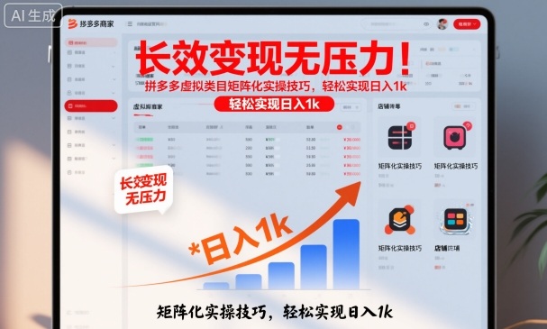 长效变现无压力！拼多多虚拟类目矩阵化实操技巧，轻松实现日入1k【揭秘】-吾爱网创