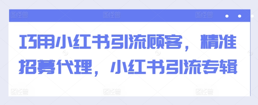 巧用小红书引流顾客，精准招募代理，小红书引流专辑-吾爱网创