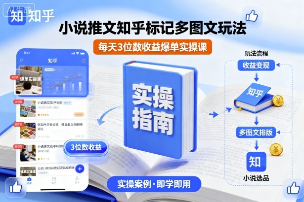 小说推文知乎标记多图文玩法，每天3位数收益爆单实操课-吾爱网创