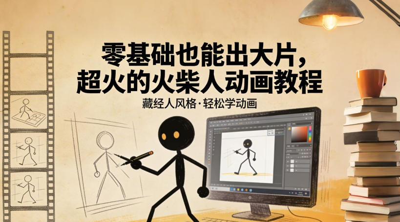 零基础也能出大片，超火的火柴人动画教程（藏经人风格）-吾爱网创
