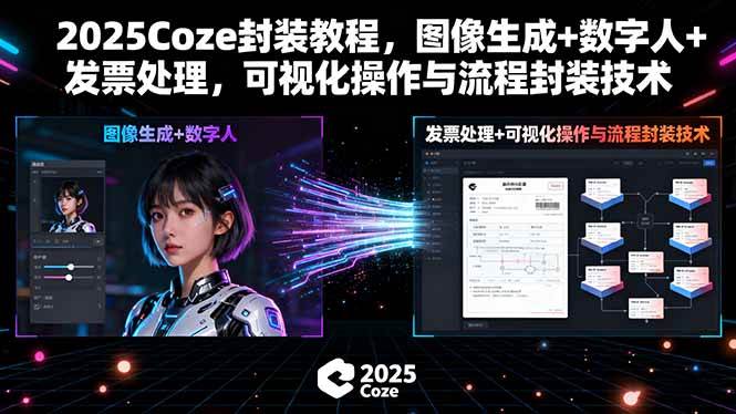 (15980期)2025Coze封装教程,图像生成+数字人+发票处理,可视化操作与流程封装技术-吾爱网创