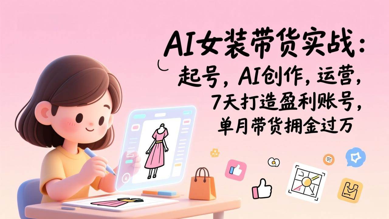 （17117期）AI女装带货实战班（更新）：起号，AI创作，运营，7天打造盈利账号，单月带货佣金过万-吾爱网创