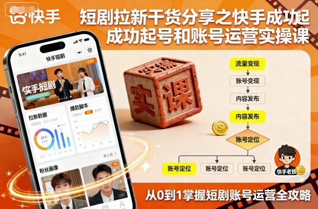 短剧拉新干货分享之快手成功起号和账号运营实操课-吾爱网创