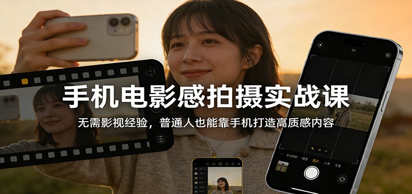手机电影感拍摄实战课：无需影视经验，普通人也能靠手机打造高质感内容-吾爱网创