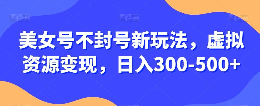 美女号不封号新玩法，虚拟资源变现，日入300-500+-吾爱网创