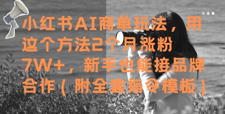 小红书AI商单玩法，用这个方法2个月涨粉7W+，新手也能接品牌合作(附全套指令模板)-吾爱网创