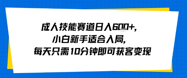 成人技能赛道日入多张，小白新手适合入局，每天只需10分钟即可获客变现-吾爱网创