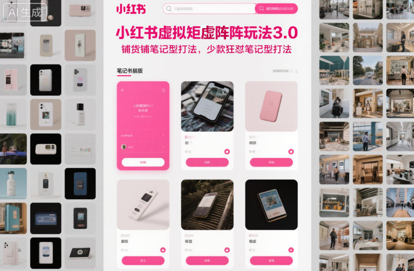 小红书虚拟矩阵玩法3.0，铺货铺笔记型打法，少款狂怼笔记型打法-吾爱网创