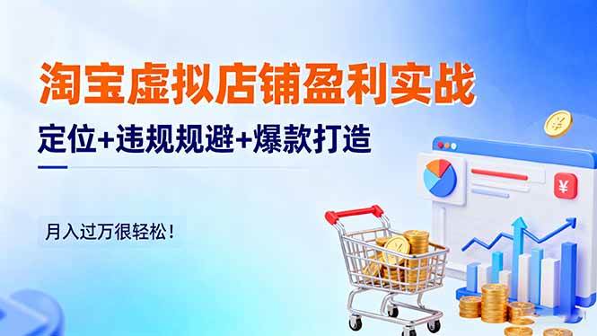 （16387期）淘宝虚拟店铺盈利实战：定位+违规规避+爆款打造，月入过万很轻松！-吾爱网创