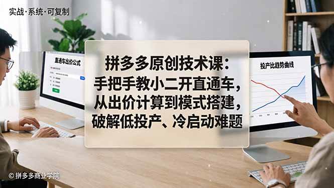 （18159期）拼多多原创技术课：手把手教小二开直通车，从出价计算到模式搭建，破解低投产、冷启动难题-吾爱网创