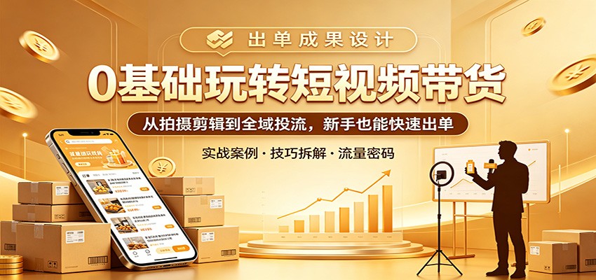 0基础玩转短视频带货:从拍摄剪辑到全域投流,新手也能快速出单-吾爱网创