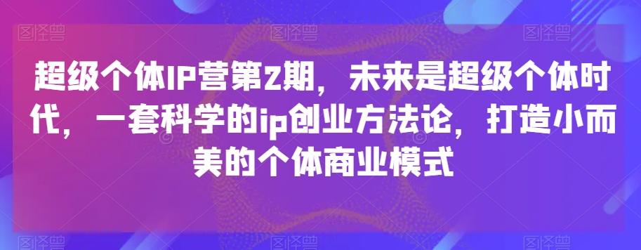 超级个体IP营第2期，未来是超级个体时代，一套科学的ip创业方法论，打造小而美的个体商业模式-吾爱网创