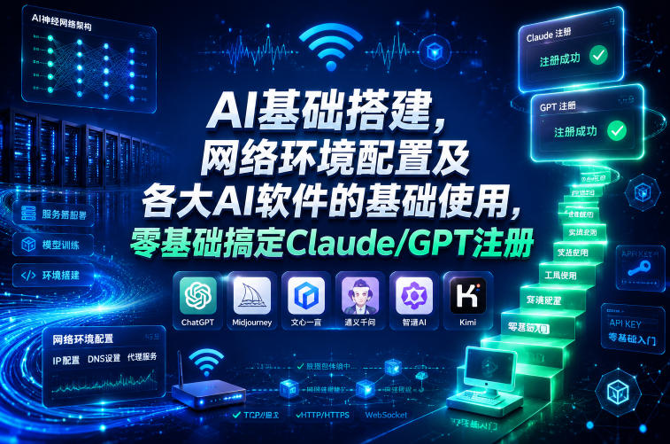 AI基础搭建，网络环境配置及各大AI软件的基础使用，零基础搞定Claude/GPT注册-吾爱网创
