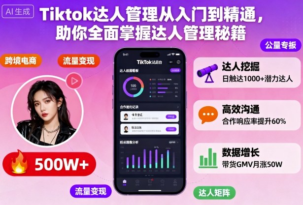 Tiktok达人管理从入门到精通，助你全面掌握达人管理秘籍-吾爱网创