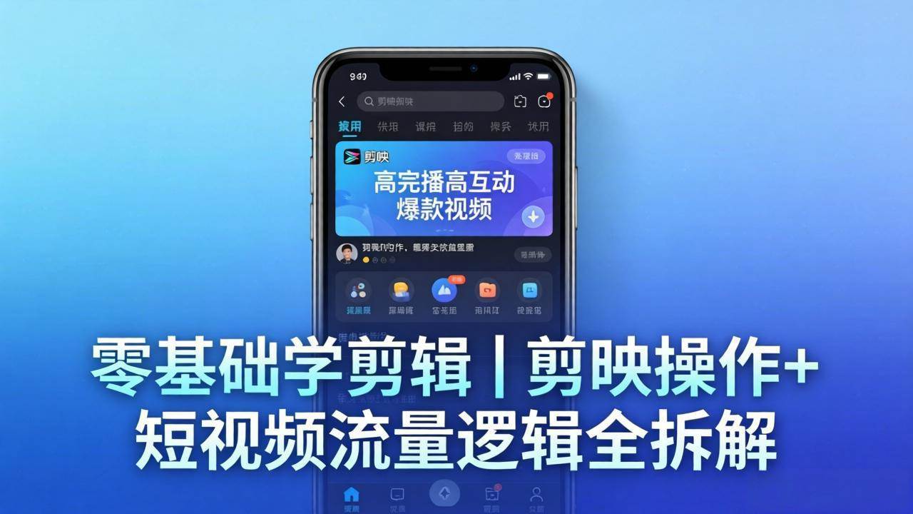 （18117期） 【零基础学剪辑】剪映操作+短视频流量逻辑全拆解｜手把手教你剪出高完播高互动爆款视频-吾爱网创