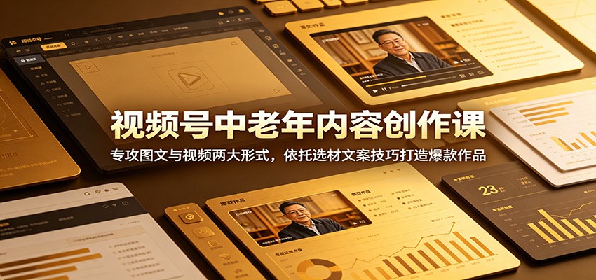 视频号中老年内容创作课:专攻图文与视频两大形式,依托选材文案技巧打造爆款作品-吾爱网创