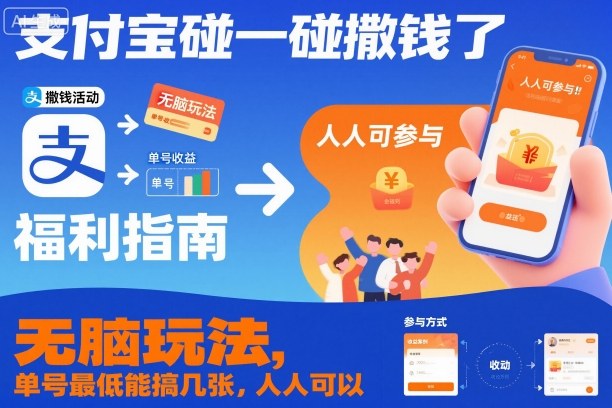 支付宝碰一碰撒钱了，无脑玩法，单号最低能搞几张，人人可以撸【揭秘】-吾爱网创