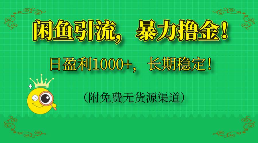 （14647期）闲鱼引流，暴力撸金，日盈利1000+，长期稳定！（附免费无货源渠道）-吾爱网创