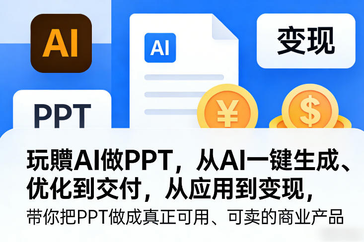 玩賺AI做PPT，从AI一键生成、优化到交付，从应用到变现，带你把PPT做成真正可用、可卖的商业产品（更新0421）-吾爱网创