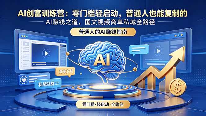 (18911期)AI创富训练营:零门槛轻启动,普通人也能复制的AI赚钱之道,图文视频商单私域全路径-吾爱网创
