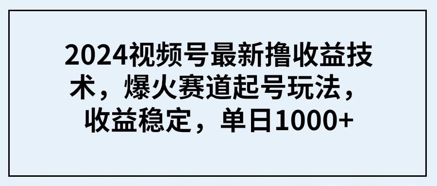 (9651期) 2024视频号最新撸收益技术，爆火赛道起号玩法，收益稳定，单日1000+-吾爱网创