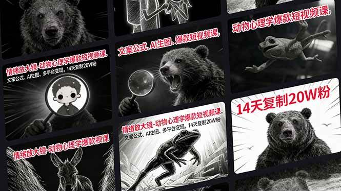 （17376期）情绪放大镜-动物心理学爆款短视频课，文案公式、AI生图、多平台变现，14天复制20W粉-吾爱网创