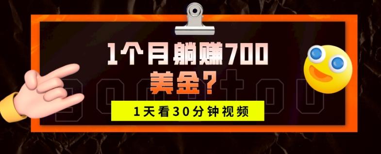 1天看30分钟视频,1个月躺赚700美金?-吾爱网创