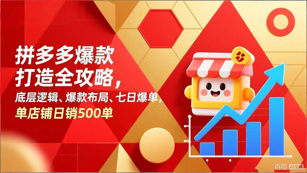 （17346期）拼多多爆款打造全攻略，底层逻辑、爆款布局、七日爆单，单店铺日销500单-吾爱网创
