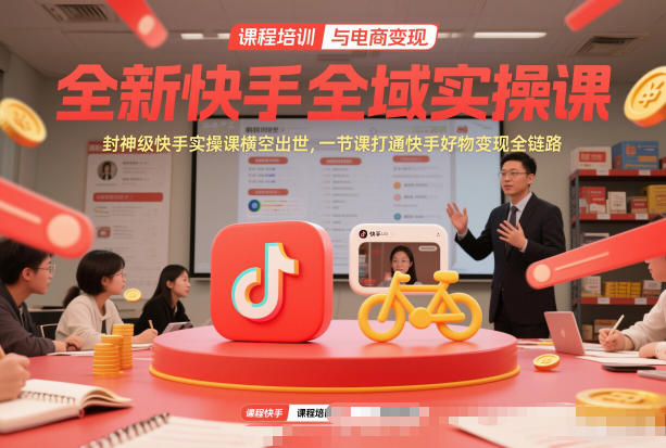 全新快手全域实操课，封神级快手实操课横空出世，一节课打通快手好物变现全链路-吾爱网创