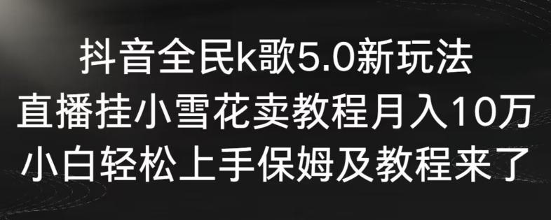 抖音全民k歌5.0新玩法,直播挂小雪花卖教程月入10万,小白轻松上手,保姆及教程来了【揭秘】-吾爱网创