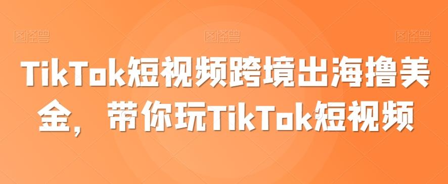 TikTok短视频跨境出海撸美金,带你玩TikTok短视频-吾爱网创
