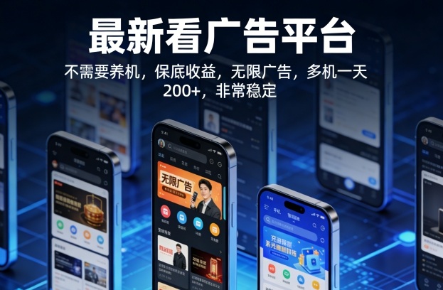 最新看广告平台，不需要养机，保底收益，无限广告，多机一天200+，非常稳定【揭秘】-吾爱网创