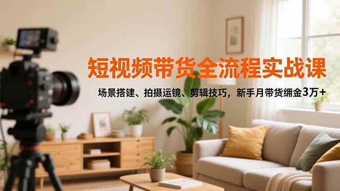 （16680期）短视频带货全流程实战课，场景搭建、拍摄运镜、剪辑技巧，新手月带货佣金3万+-吾爱网创