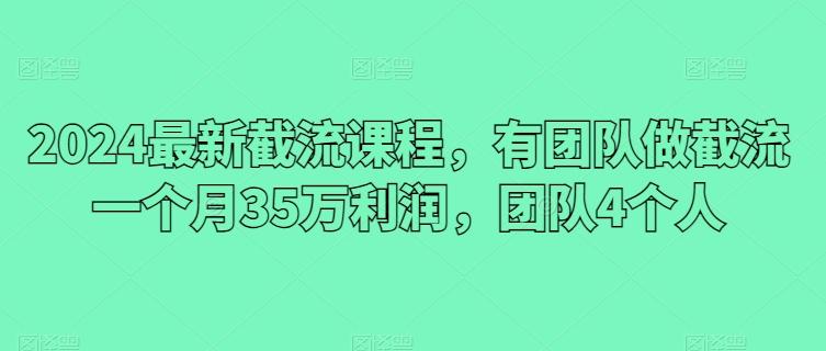 2024最新截流课程，有团队做截流一个月35万利润，团队4个人-吾爱网创
