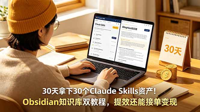 (18886期)30天拿下30个Claude Skills资产!Obsidian知识库双教程,提效还能接单变现-吾爱网创