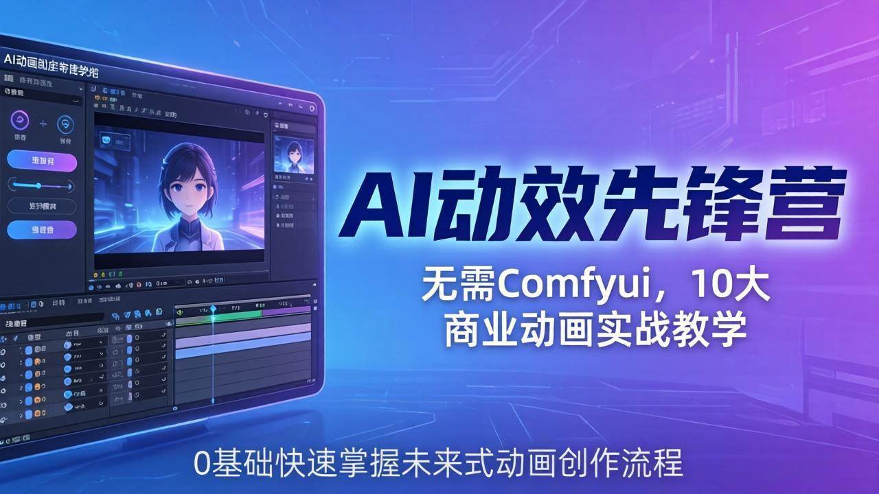 （18077期）AI 动效先锋营：无需Comfyui，10大商业动画实战教学，0基础快速掌握未来式动画创作流程-吾爱网创