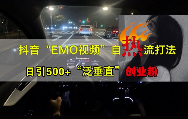 抖音EMO视频自热打法，日引500+“泛垂直”创业粉-吾爱网创