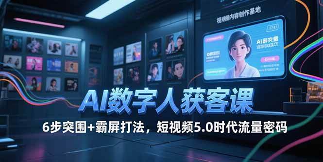 （15247期）AI数字人获客课，6步突围+霸屏打法，短视频5.0时代流量密码-吾爱网创