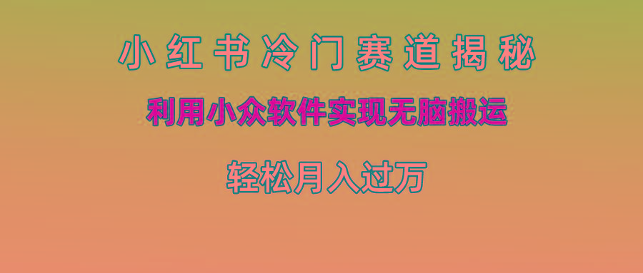 小红书冷门赛道揭秘,利用小众软件实现无脑搬运，轻松月入过万-吾爱网创
