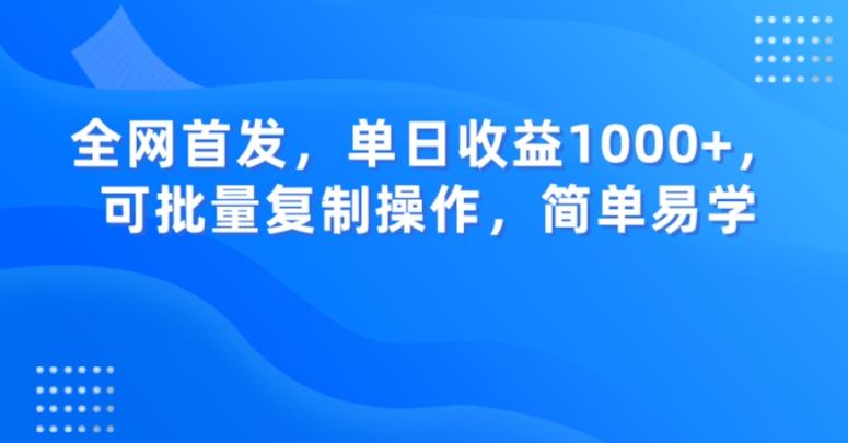 全网首发，单日收益1000+，可批量复制操作，简单易学【揭秘】-吾爱网创