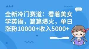 全新冷门赛道：看着美女学英语，篇篇爆火，单日涨粉10000+收入5000+-吾爱网创
