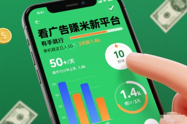 看广告賺米新平台,有手就行,单机稳定日入50+,操作10分钟上手,3天搞了1.4k【揭秘】-吾爱网创